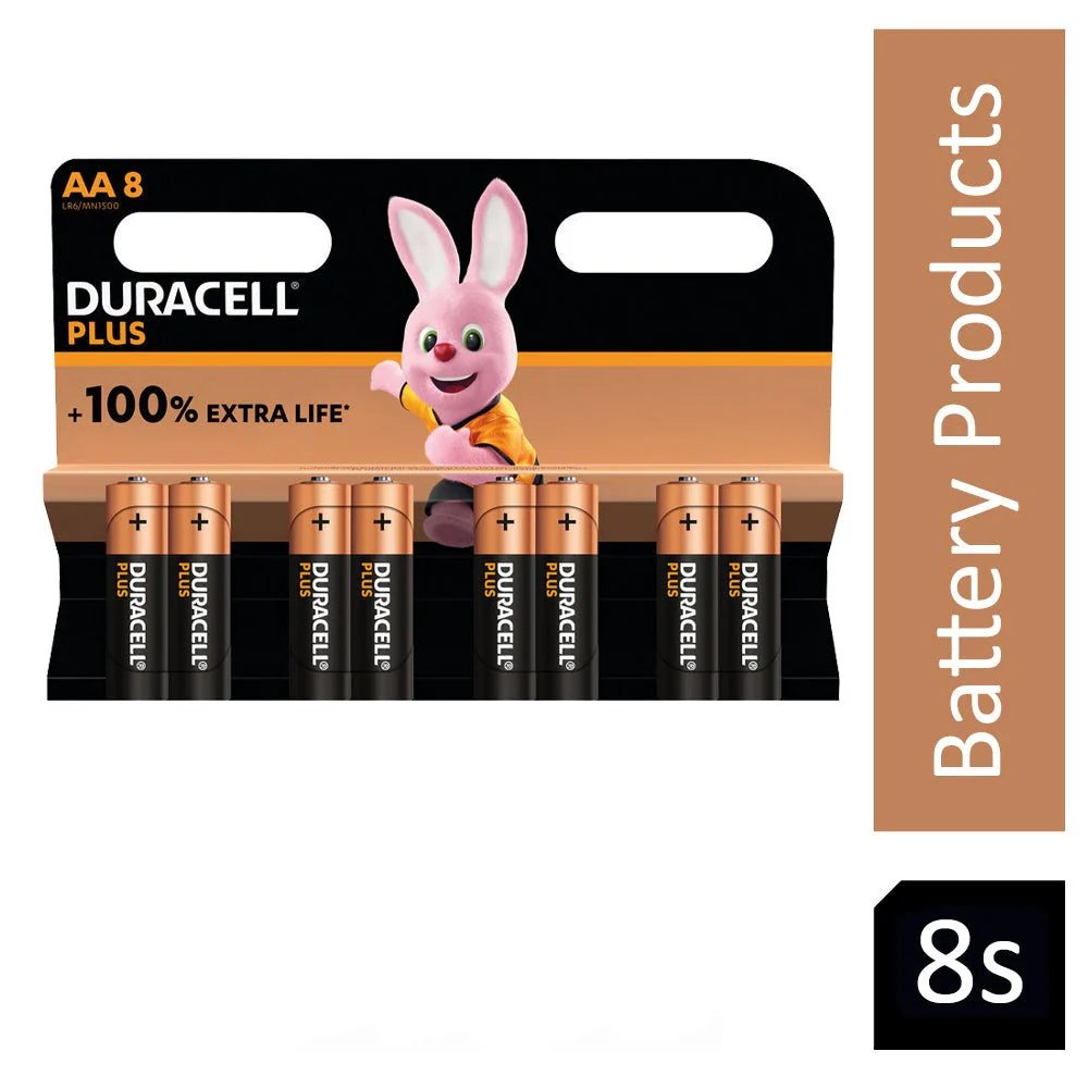 DURACELL PLUS AA BATTERY ALKALINE 100% E
