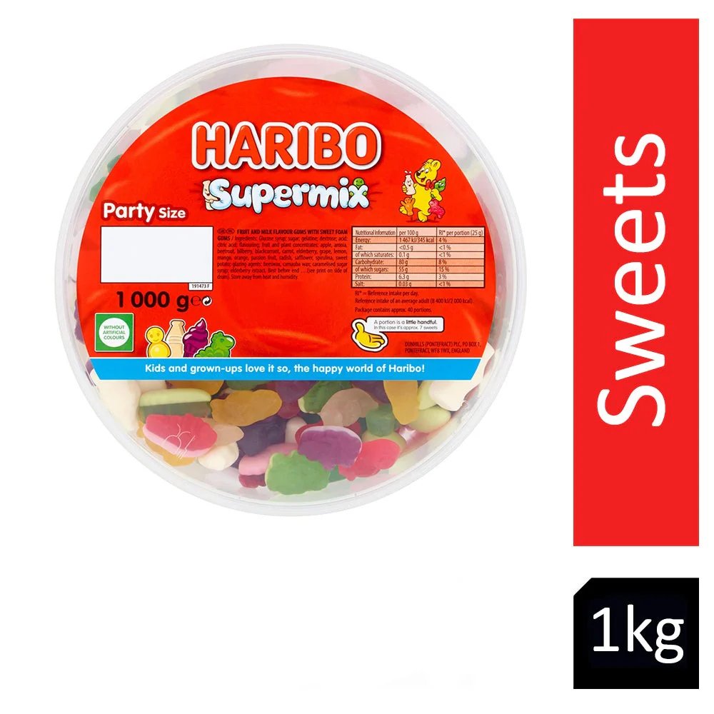 HARIBO SUPERMIX 1KG DRUM, PARTY TUB