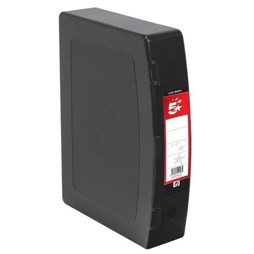 5 Star Office Box File Polypropylene with Twin Clip Lock Foolscap Black 5 Star Office Box File Polypropylene with Twin Clip Lock Foolscap Black