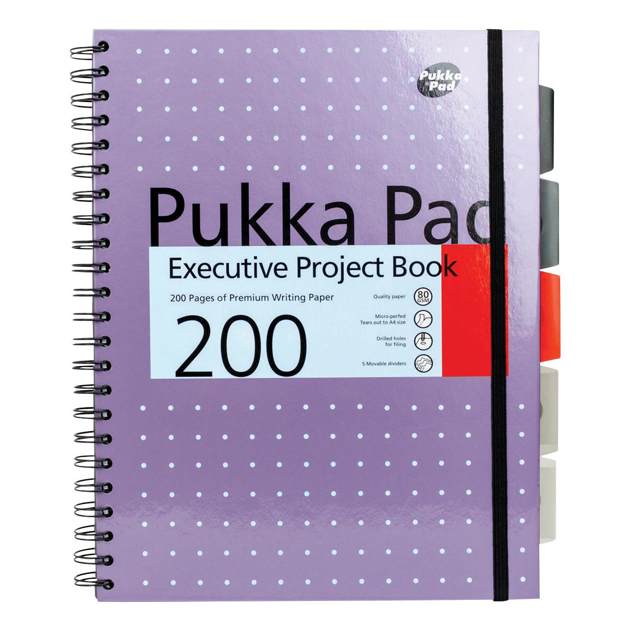 Pukka Pad Metallic A4 Project Notebook Feint 80GSM Ruled With 5 Movable Divider 