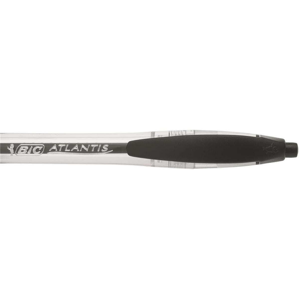 BIC Atlantis Classic Retractable Ballpoint Pen Grip Medium 0.4 mm Black  Pack of 12