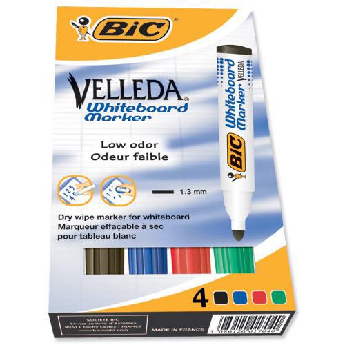 Bic Velleda 1741 Whiteboard Pens - Assorted Colours, Pouch of 8