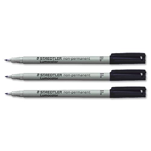Staedtler 316 Lumocolor Pen Non-permanent Fine 0.6mm Line Black Ref 316-9 [Pack 10]