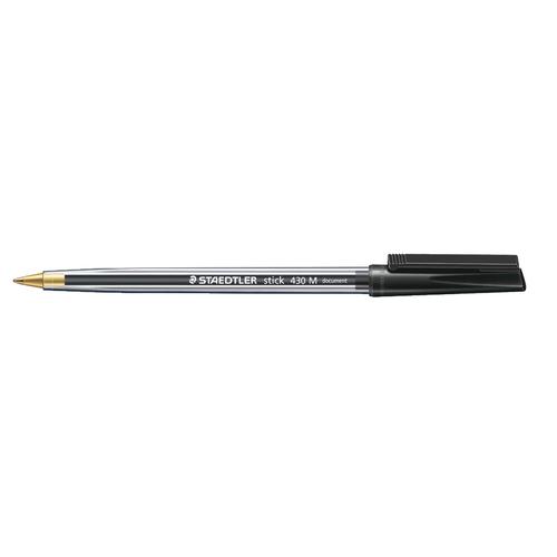 Staedtler+430+Stick+Ball+Pen+Medium+1.0mm+Tip+0.35mm+Line+Black+Ref+430M-9+%5BPack+10%5D