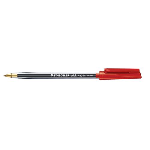 Staedtler+430+Stick+Ball+Pen+Medium+1.0mm+Tip+0.35mm+Line+Red+Ref+430M-2+%5BPack+10%5D