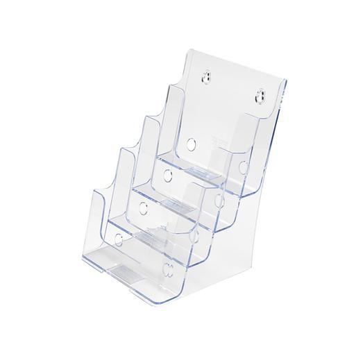 Literature Display Holder Multi Tier for Wall or Desktop 4 x A5 Pockets Clear