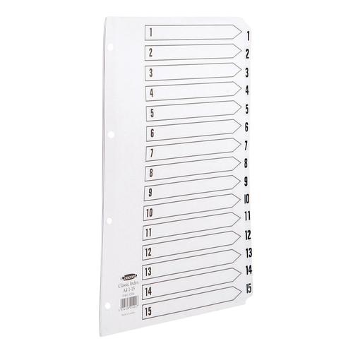 Concord Classic Index 1-15 Mylar-reinforced Punched 4 Holes 150gsm A4 White Ref 01401/CS14