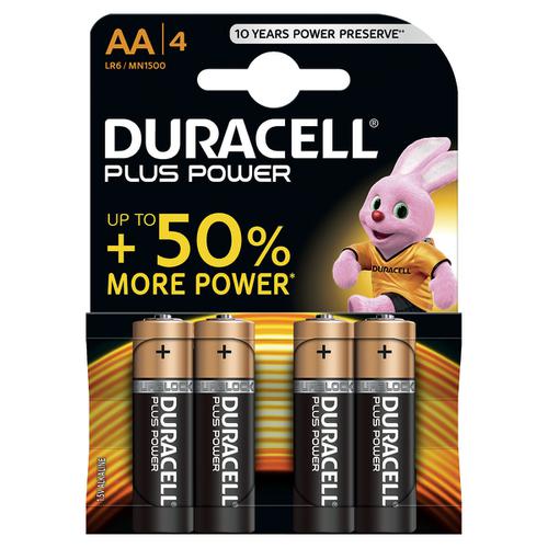 Duracell Plus Power Battery Alkaline 1.5V AA Ref 81275182 [Pack 4]