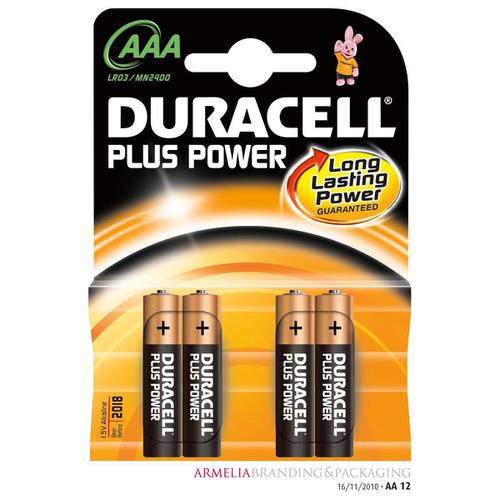 Duracell+Plus+Power+Battery+Alkaline+AAA+Size+1.5V+Ref+81275396+%5BPack+4%5D