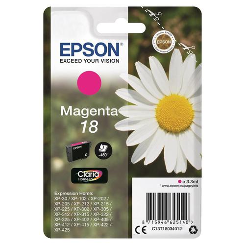 Epson 18 Inkjet Cartridge Daisy Page Life 180pp 3.3ml Magenta Ref C13T18034012