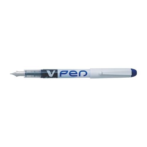 Pilot+V+Fountain+Pen+Disposable+White+Barrel+Iridium+Nib+Med+0.5mm+Line+Blue+Ref+4902505326530+%5BPack+12%5D