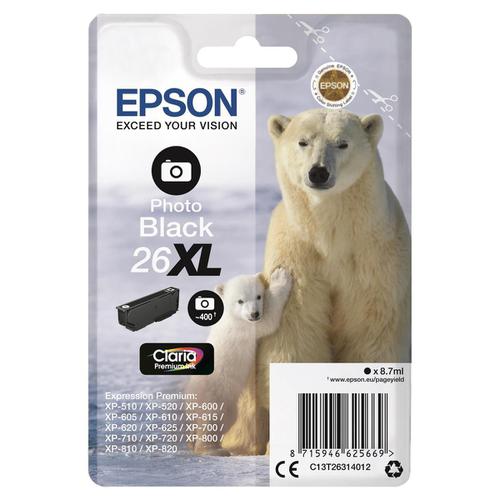 Epson 26XL Inkjet Cartridge Polar Bear High Yield Page Life 400pp 8.7ml Photo Black Ref C13T26314012