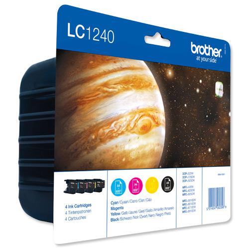 Brother Inkjet Cart ValuePack Page Life 600pp Black/Cyan/Magenta/Yellow Ref LC1240VALBP [Pack 4]