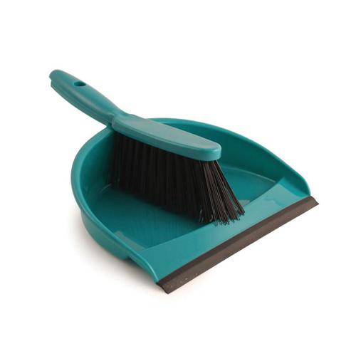 Dustpan and Brush Set Soft Bristles Green [SET]