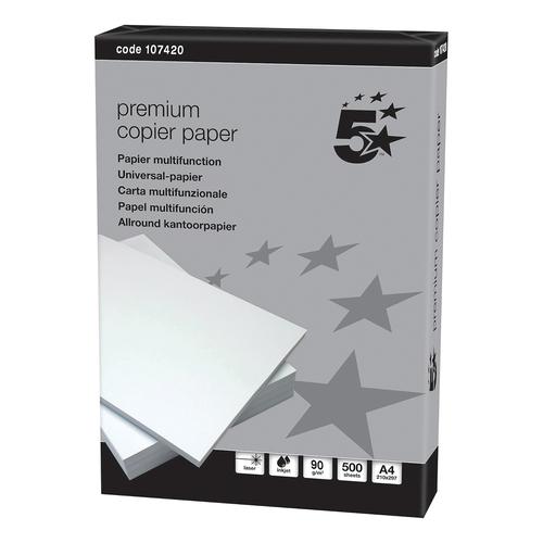 5 Star Elite Premium Copier Ream-Wrapped 90gsm A4 White [500 Sheets]