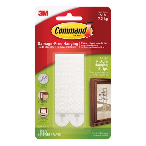 3M+Command+Picture+Hanging+Strips+Adhesive+Large+White+Ref+17206+%5BPack+4%5D
