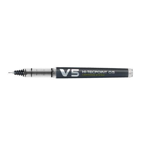 Pilot V5 Rollerball Pen Cartridge System Refillable Fine 0.5mm Tip 0.3mm Line Black 107100101 [Pack 10]