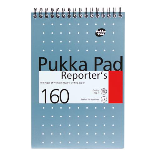 Pukka Metallic Reporters Pad Wirebound 80gsm Ruled and Perforated 160pp 140x205mm Blue Ref NM001 [Pack 3]