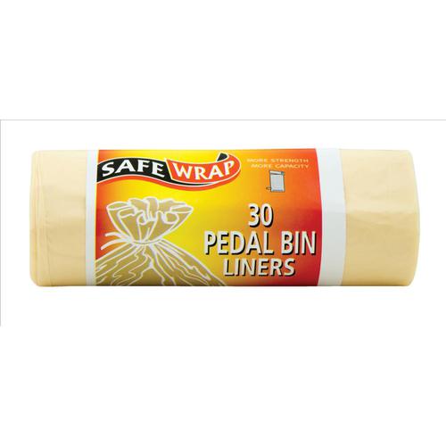 Safewrap Pedal Bin Liners 15Litre Capacity 30 Sacks per Roll 1066x457mm White Ref RY00432 [4 Rolls]