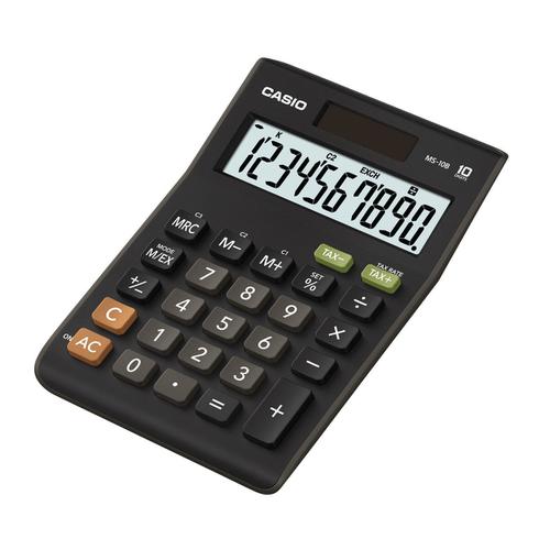Casio Desktop Calculator 10 Digit 3 Key Memory Battery/Solar Power 103x29x147mm Black Ref MS-10B