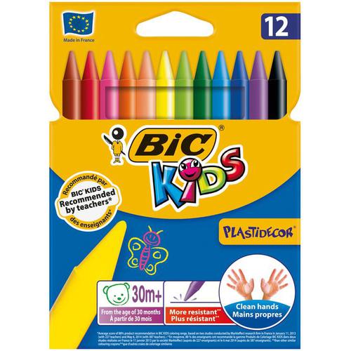 Bic+Kids+Plastidecor+Crayons+Long-lasting+Sharpenable+Wallet+Vivid+Assorted+Colours+Ref+920299+%5BPack+12%5D