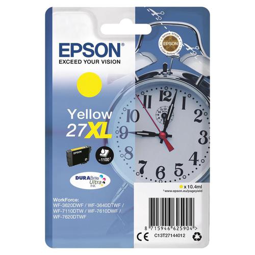 Epson+27XL+Inkjet+Cartridge+Alarm+Clock+High+Yield+Page+Life+1100pp+10.4ml+Yellow+Ref+C13T27144012