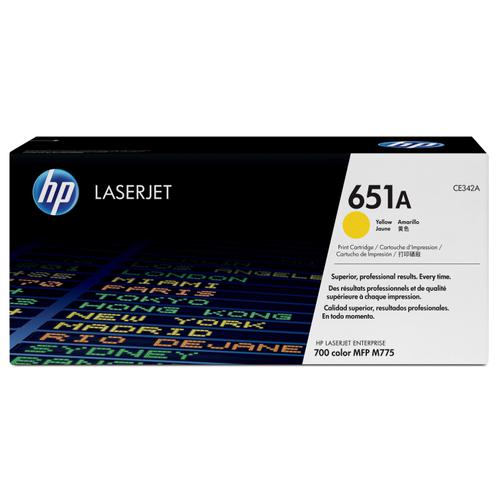 Hewlett Packard [HP[ 651A Laser Toner Cartridge Page Life 16000pp Yellow Ref CE342A
