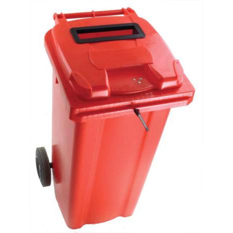Wheeled Bin UV Stabilised Polyethylene with Rear Wheels Lid Lock 240 Litre Capacity 580x740x1070mm Red