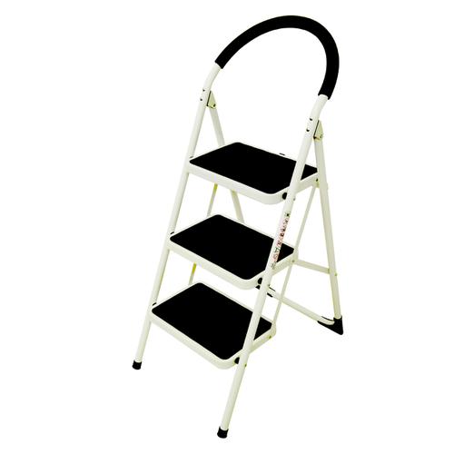 Folding Step Ladder 3 Tread Capacity 150kg White Frame