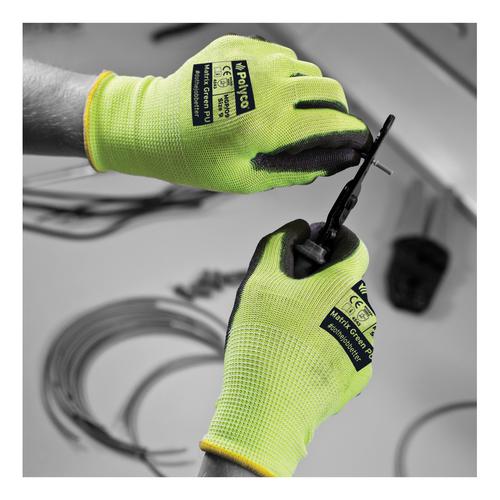 Polyco Safety Gloves PU Coated Size 9 Green/Black [Pair] Ref MGP/09