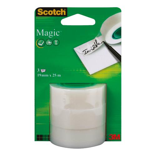Scotch Magic Tape 19mm x 25m Refill Roll Ref 8-1925R3 [Pack 3]