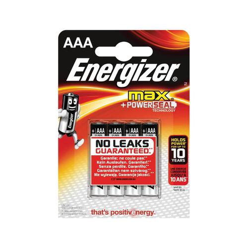 Energizer Max AAA/E92 Batteries Ref E300124200 [Pack 4]
