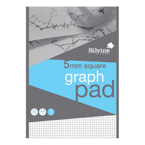 Silvine+Student+Graph+Pad+90gsm+5mm+Quadrille+50+Sheets+A4+Ref+A4GPX+%5BPack+10%5D