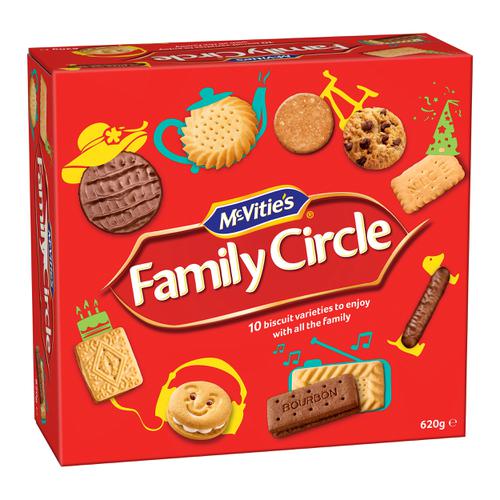 McVities Family Circle Biscuits Re-sealable Box Assorted 10 Varieties 620g Ref 0401200