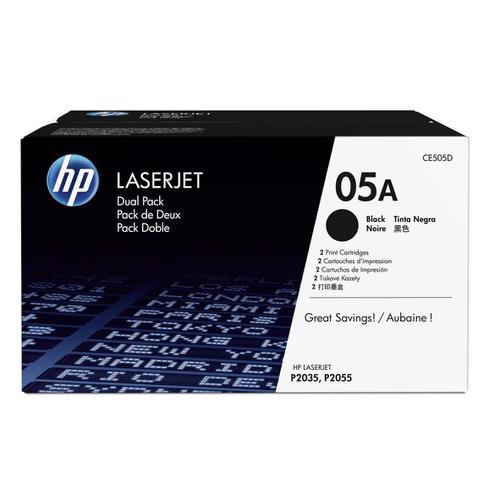 HP 05A LaserJet Toner Cartridges Page Life 2300pp Black Ref CE505D [Pack 2]