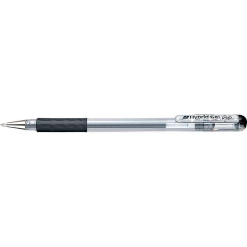 Pentel+Hybrid+Gel+Grip+Rollerball+Pen+0.6mm+Tip+0.3mm+Line+Black+Ref+K116-AE+%5BPack+12%5D