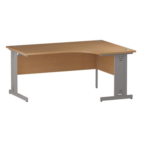 Trexus Radial Desk Right Hand Silver Cable Managed Leg 1600/1200mm Oak Ref I000864