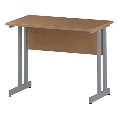 Trexus+Rectangular+Slim+Desk+Silver+Cantilever+Leg+1000x600mm+Oak+Ref+I002647