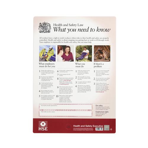 Health and Safety Law Poster PVC W297xH420mm A3