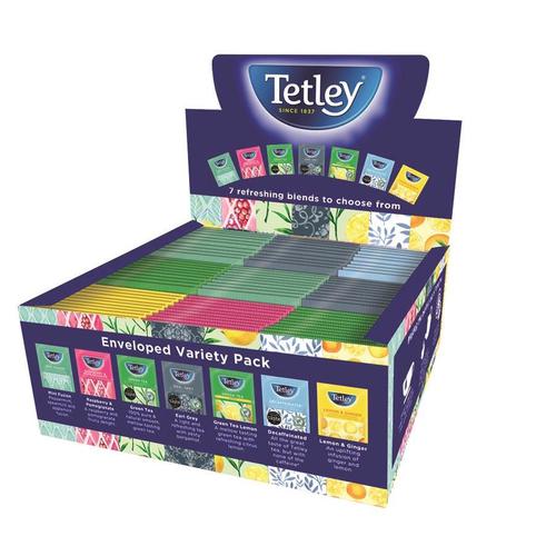 Tetley Individually Enveloped Tea Bags Variety Box String & Tag 7 Mixed Flavours Ref 1504A [90 Bags]
