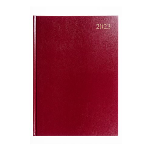 5+Star+Office+2024+Diary+Day+to+Page+Casebound+and+Sewn+Vinyl+Coated+Board+A5+210x148mm+Red.