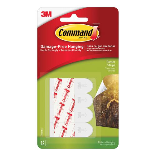 3M Command Adhesive Poster Strips Clean-removing Holding Capacity 0.45kg Ref 17024 [Pack 12]