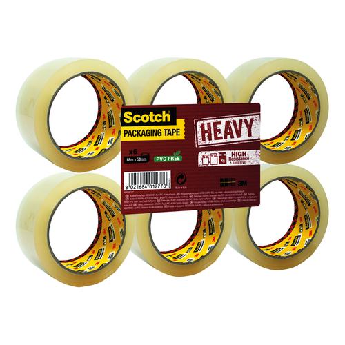 Scotch+Heavy+Packaging+Tape+High+Resistance+Hotmelt+50mmx66m+Clear+%5BPack+6%5D+Ref+UU005262835