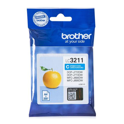Brother Inkjet Cartridge Page Life 200pp Cyan Ref LC3211C