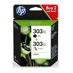 HP 303XL Inkjet Cartridge High Yield Page Life Black 600pp/Tri-Colour 415pp 22ml Ref 3YN10AE [Pack 2]