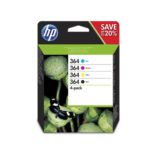 Hewlett Packard [HP] No.364 InkCartridges PageLifeBlack 250pp C/M/Y 300pp Tri-Colour Ref N9J73AE [Pack 4]