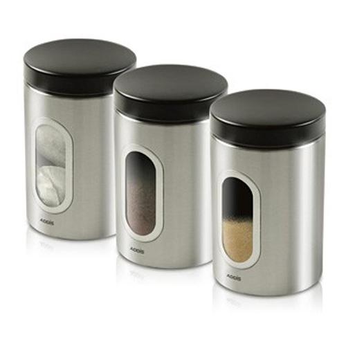 Addis+Stainless+Steel+Canisters+Airtight+Windowed+Ref+508453