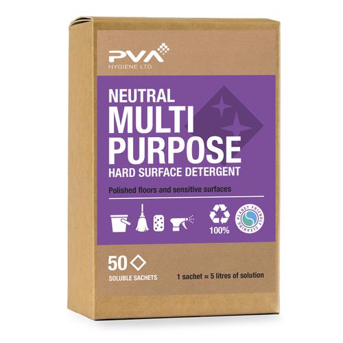 PVA Neutral Multi-purpose Hard Surface Detergent Sachets Ref PVA A2.55 [50 Sachets]