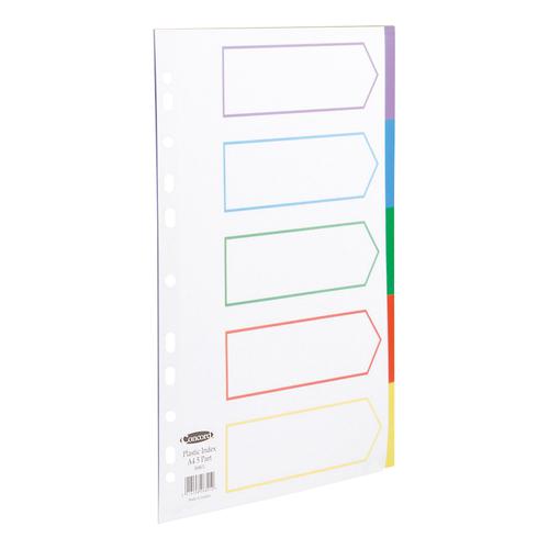 Concord+Dividers+5-Part+Polypropylene+Reinforced+Coloured-Tabs+120+Micron+A4+White+Ref+06801