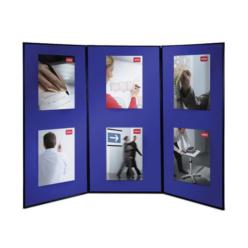 Nobo Showboard Extra Display 3 Panels 9.5Kg W1800xH2700mm-Open Sides Blue and Grey Ref 1901710